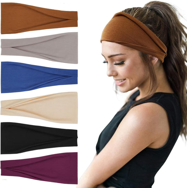 Pair of 7AGAT cotton headbands for women and men, wide, non-slip Egyptian cotton headbands in a pack of two.