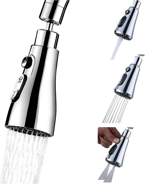 360° Swivel Faucet Aerator with 3 Water Flow Modes, Splash-Proof Tap Attachment for Kitchen & Bathroom