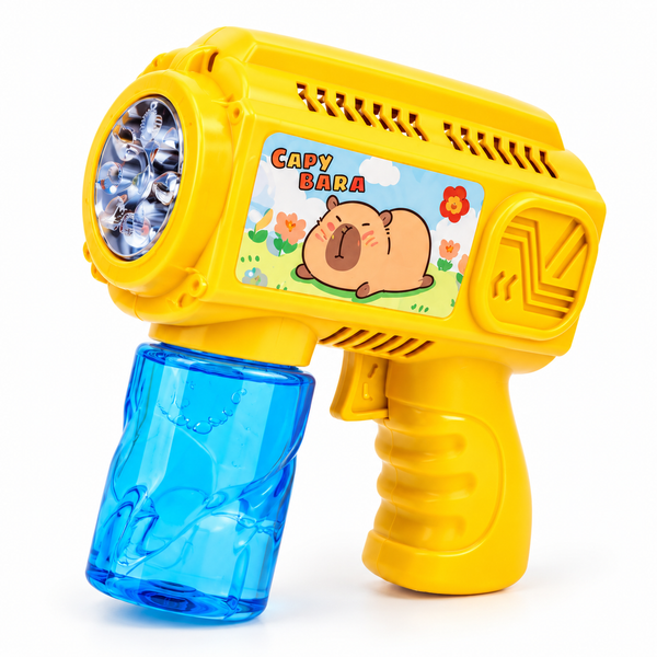 8-Hole Bubble Gun Toy with Colorful Cartoon Design & Detachable Bottle for Outdoor Play