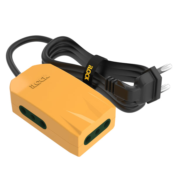 7AGAT iLOCK Mini Power Strip with three copper sockets, retractable cable, soft night light, portable design, hanging feature.