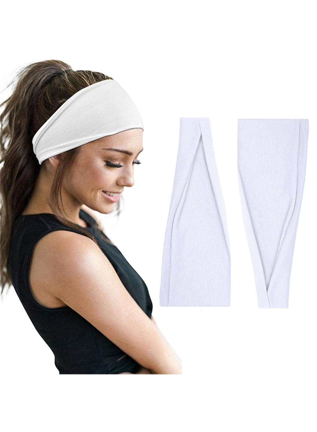 Set of 2 wide cotton headbands for women and men by 7AGAT, made from 95% Egyptian cotton, non-slip, stylish and comfortable.