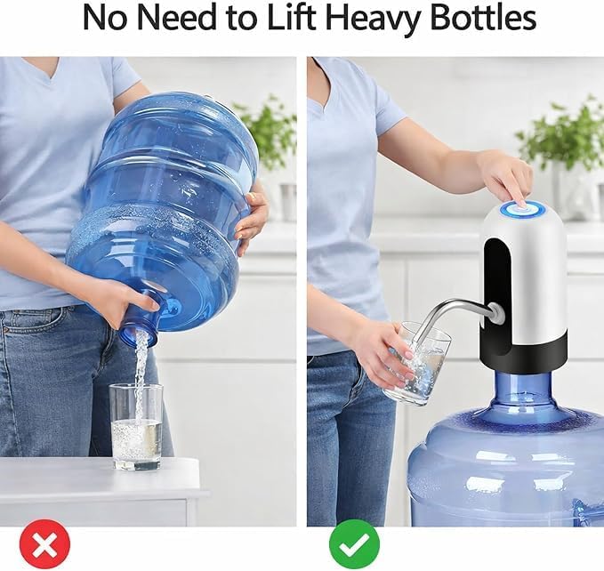 7agat Shopping - One-button operation guide for the automatic electric water bottle pump with easy water dispensing.