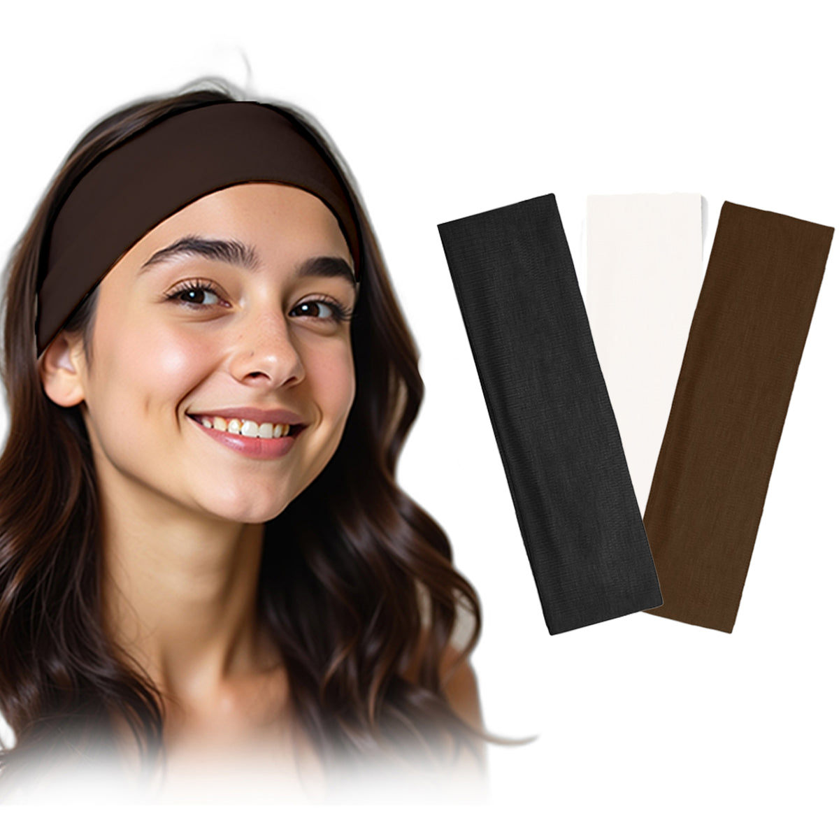 Set of 3 7AGAT cotton headbands, sport sweatbands for women and men, ideal for workouts, running, and tennis.