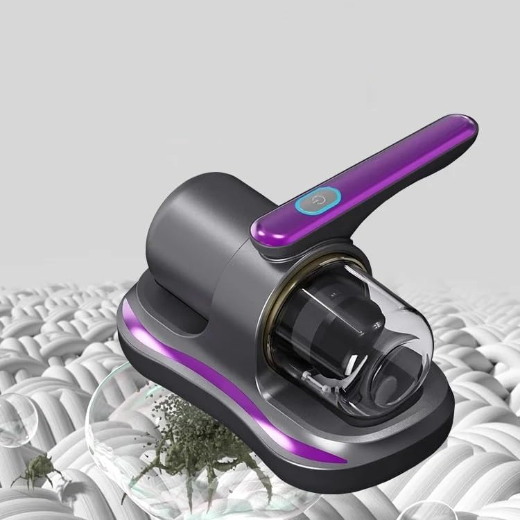 7AGAT cordless handheld mattress vacuum cleaner with UV-C light on bed, designed for cleaning beds, sofas, and upholstery.