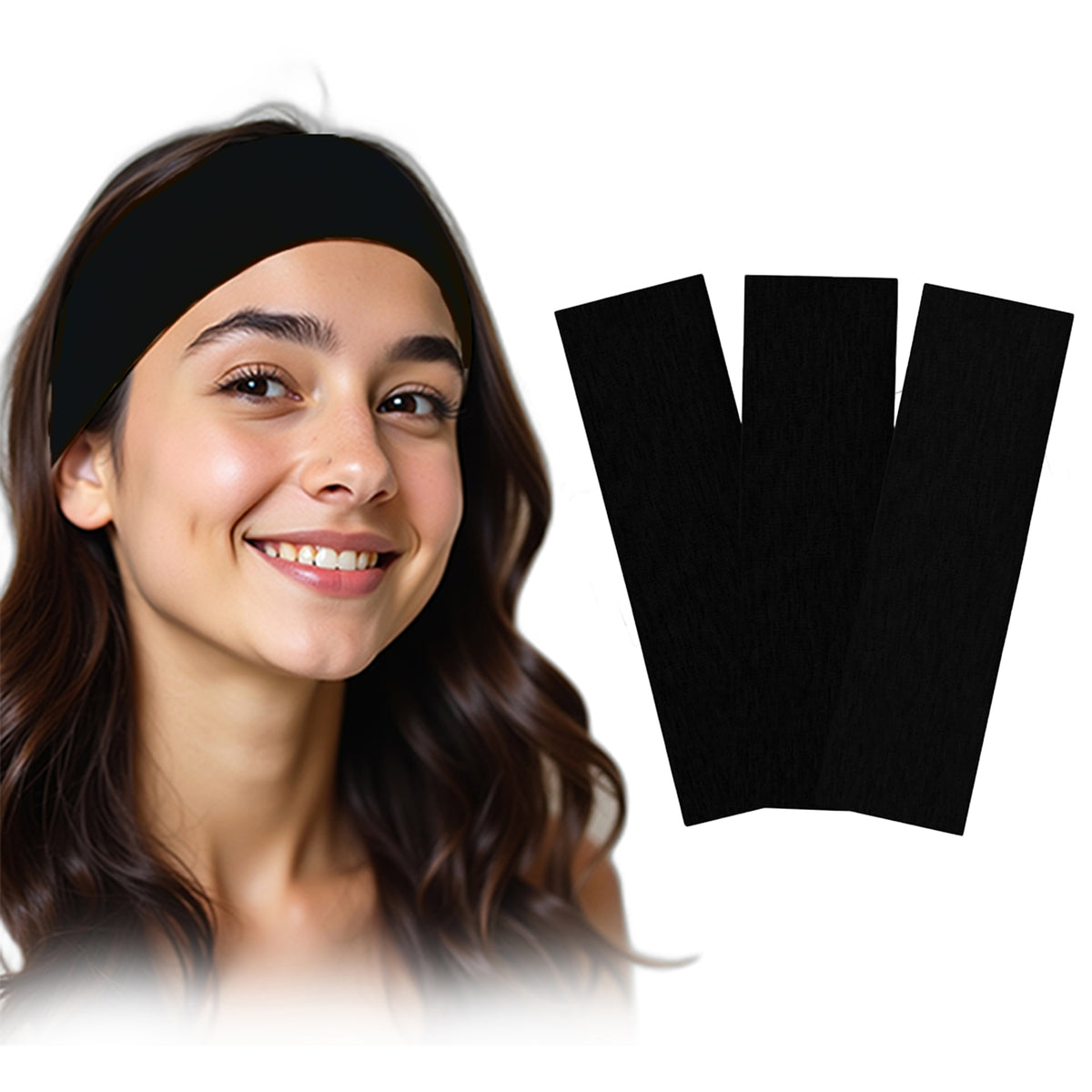 Set of 3 7AGAT cotton headbands with sweatbands for women and men, ideal for sports, running, tennis, and workouts.