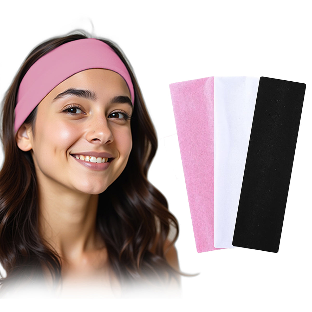 Set of 3 7AGAT cotton sport sweatbands for women and men, ideal for running, tennis, and workout activities.