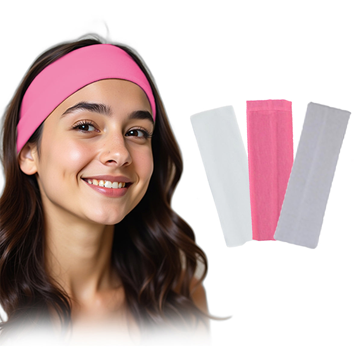 Set of 3 7AGAT cotton headbands for women and men, athletic sweatbands ideal for running, tennis, and workouts.
