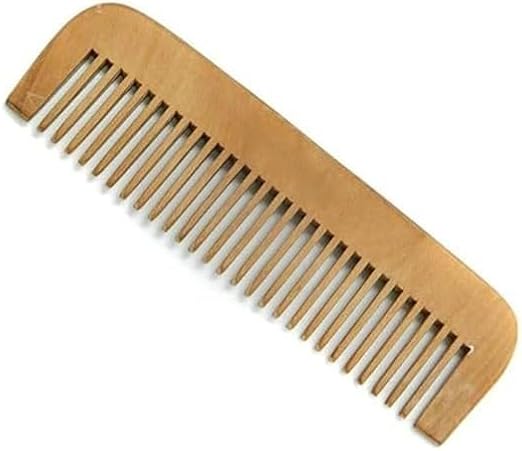Natural wooden hair comb by 7AGAT with smooth rounded teeth, anti-static design for gentle daily grooming for men, women, and kids.