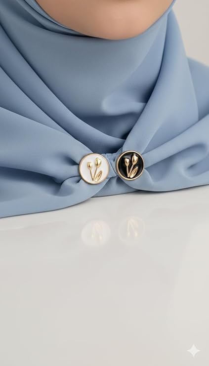 Set of 12 7AGAT magnetic hijab pins with no-snag safety design and strong hold for scarves, shown in a close-up image.