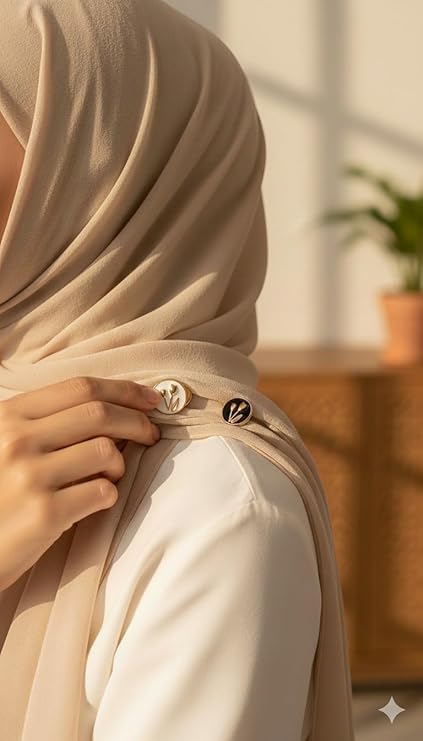 Set of 12 7AGAT magnetic hijab pins with no-snag safety design and strong hold for scarves and head coverings.