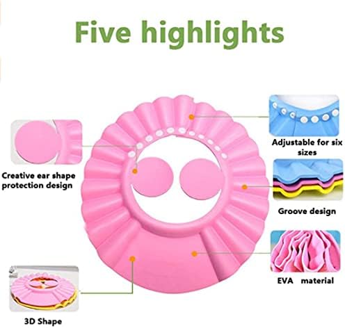 7AGAT adjustable kids shower cap with ear protection, water-resistant EVA bath visor for baby hair washing, colorful and comfortable design