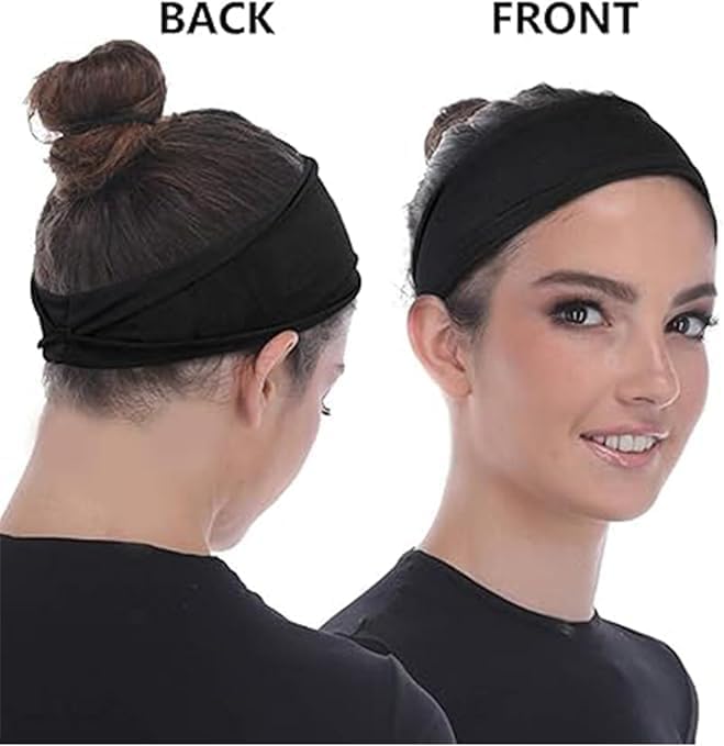 Pair of 7AGAT cotton headbands for women and men, wide, non-slip, made from 95% Egyptian cotton, in a pack of 2.