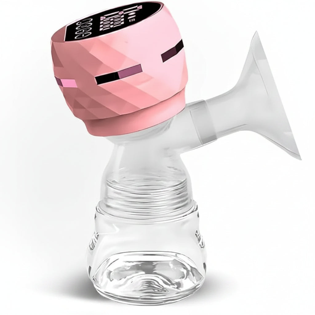 Pink BPA-free portable electric breast pump with 9 adjustable modes by 7AGAT, showing the compact pump device.