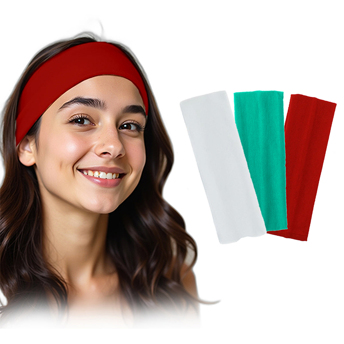 Set of 3 cotton headbands by 7AGAT, athletic sweatbands for women and men, ideal for running, tennis, and workout activities.