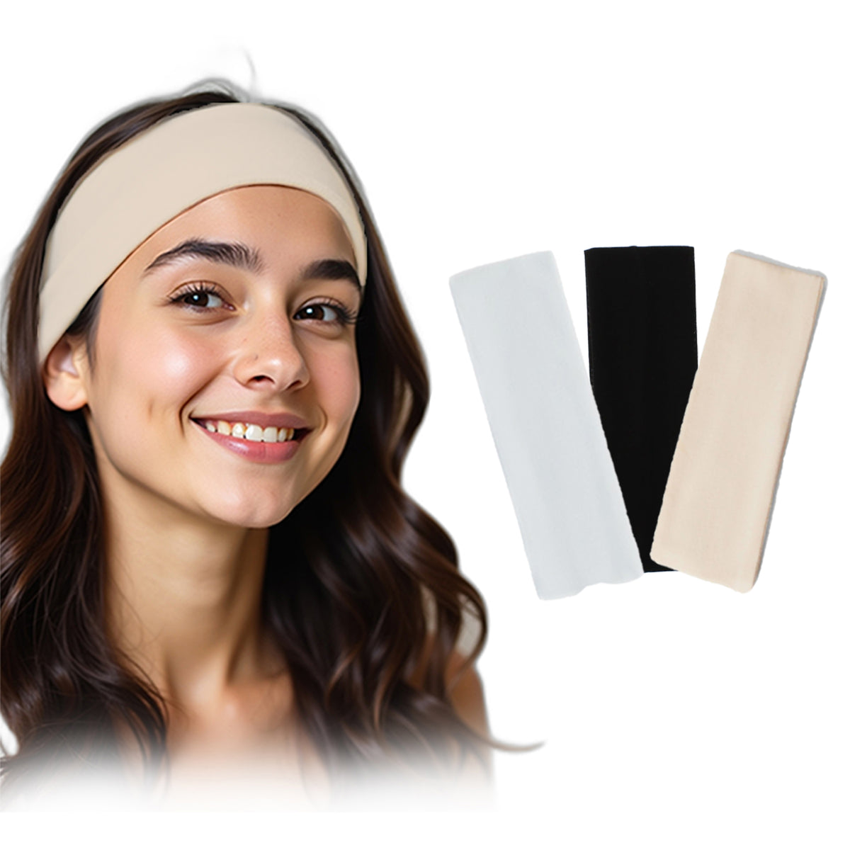 Set of 3 7AGAT cotton headbands, lightweight sport sweat bands for women and men, ideal for running and tennis.