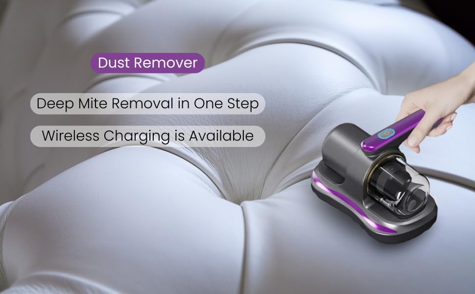 7AGAT cordless handheld mattress vacuum cleaner with UV-C light for beds, sofas, and upholstery cleaning.