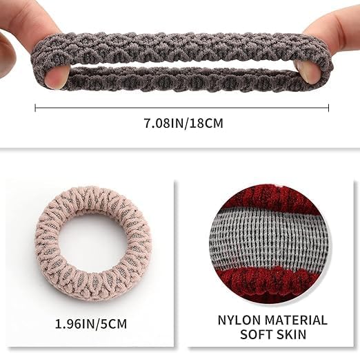 Set of 12 colorful braided hair ties for women and girls, thick elastic scrunchies with strong hold and no damage, by 7AGAT.
