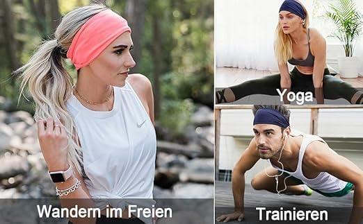 Pair of 7AGAT cotton headbands for women and men, wide, non-slip, made from 95% Egyptian cotton, in a pack of 2.
