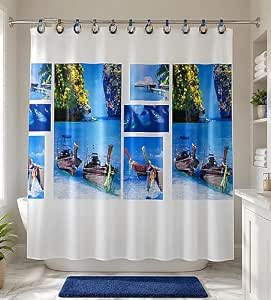 7AGAT waterproof shower curtain with modern design and 12 hooks, ideal for bathroom and hotel use, durable and stylish bathroom fixture.