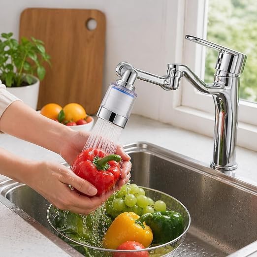 Faucet Filter Extender with Flexible Swivel Arm, Water Filter Attachment for Kitchen & Bathroom Sinks