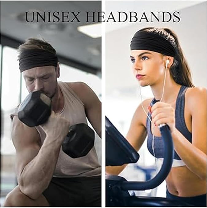 Pair of 7AGAT cotton headbands for women and men, wide style, non-slip, made from 95% Egyptian cotton in a pack of two.