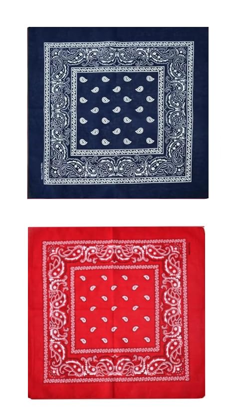 Set of two 7AGAT unisex bandanas with soft fabric, versatile head, neck, face cover, wrist wrap, and handkerchief for daily wear.