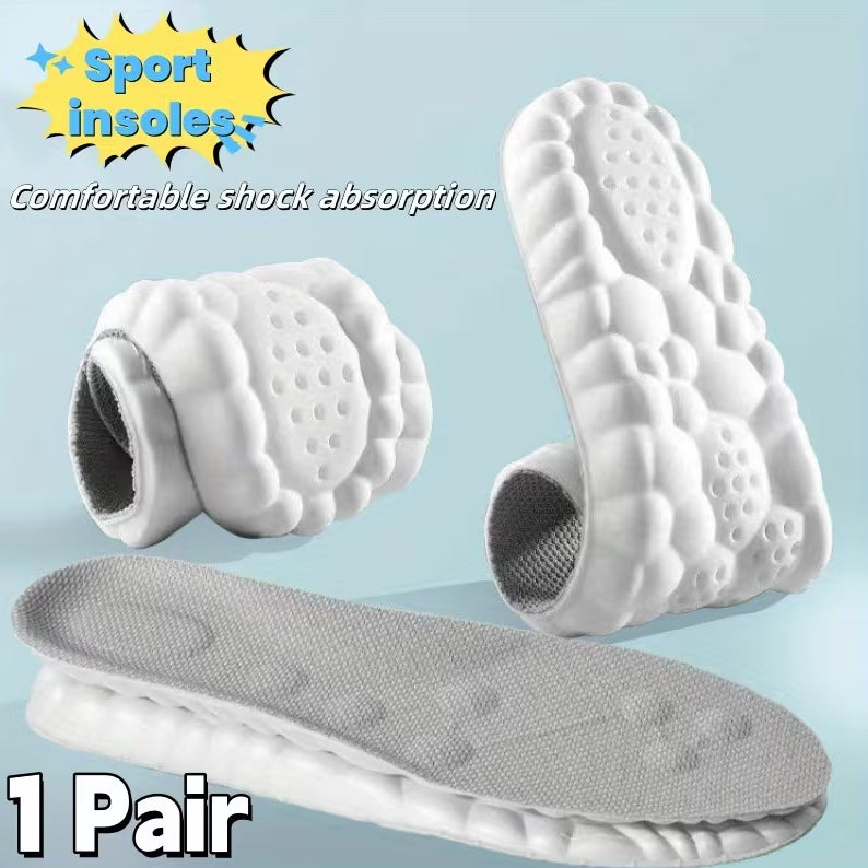 Pair of 7AGAT unisex sport insoles with 4D shock absorption, breathable cushioned design, and trim-to-fit length of 23-28 cm.