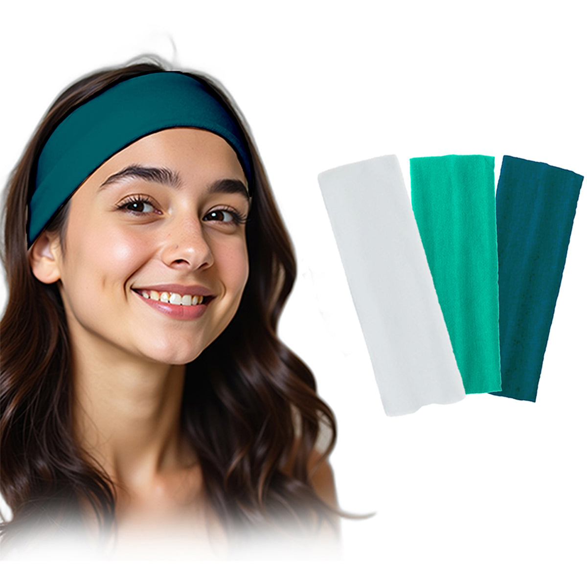 Set of 3 cotton headbands by 7AGAT, sport sweat bands for women and men, ideal for running, tennis, and workouts.