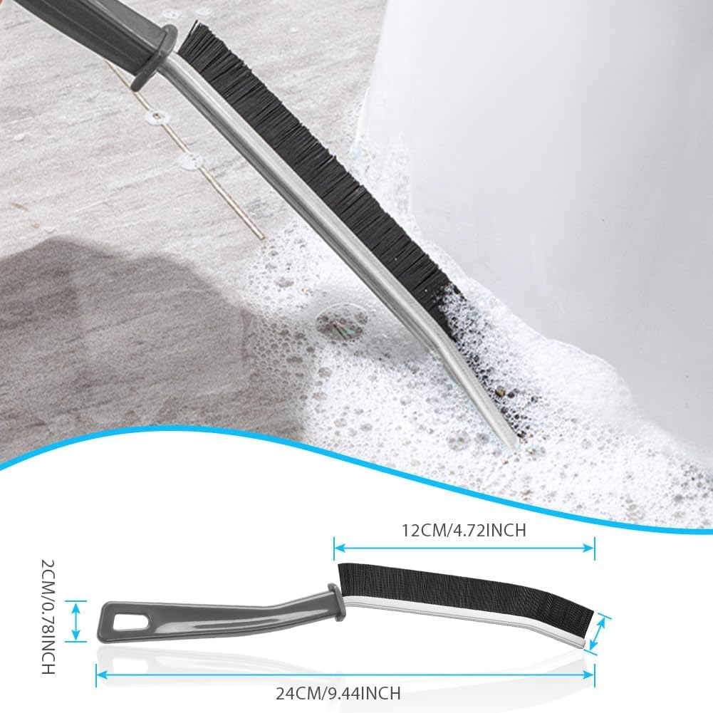 7AGAT crevice cleaning brush with curved head and long handle for bathroom and cleaning tasks