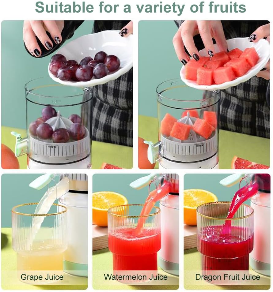 White 7AGAT electric citrus juicer with side juice outlet, compact kitchen cooking utensil for fresh fruit juice extraction.