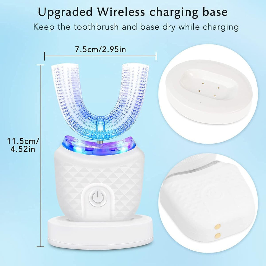 7AGAT U-shaped electric toothbrush for teeth whitening with wireless charging base, skin care tool for oral health.