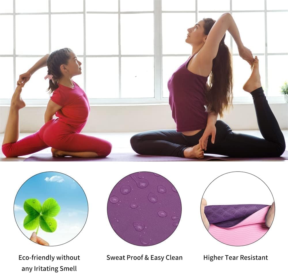 7AGAT double-sided TPE yoga mat, 6mm thick non-slip exercise mat for yoga, Pilates, and home workouts
