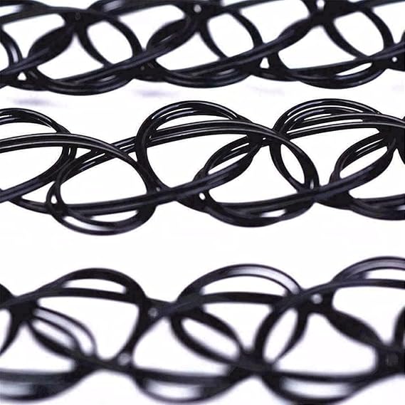 Black tattoo choker jewelry set including stretch necklace bracelet and ring from 7AGAT, casual fashion accessories for everyday wear.