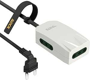 7AGAT iLOCK Mini Power Strip with 3 outlets, retractable cable, copper sockets, soft night light, portable, hanging design