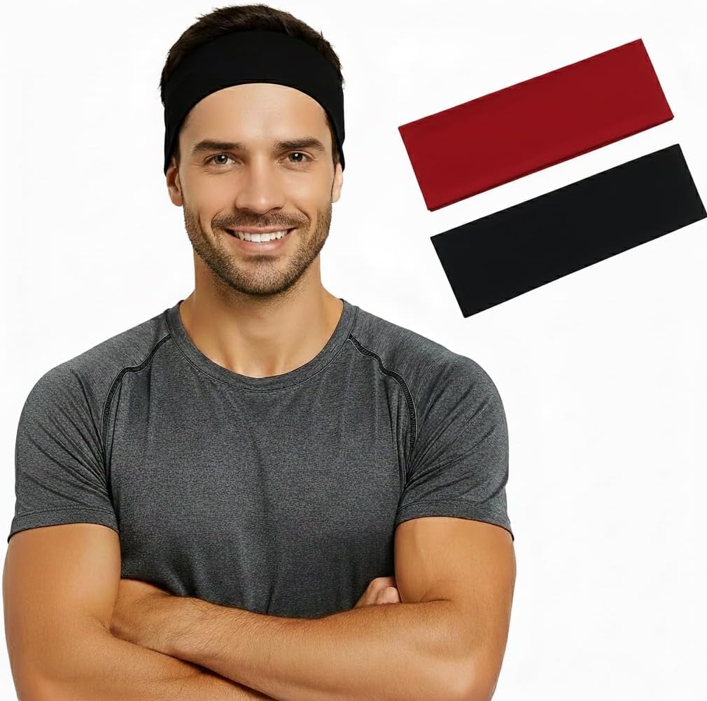 Pair of 7AGAT cotton sport headbands made of 95% Egyptian cotton, unisex workout and running headbands for daily wear.
