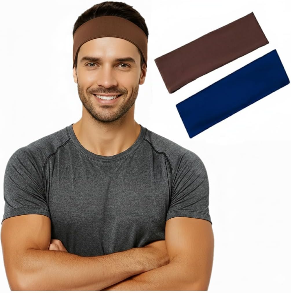 Two 7AGAT cotton sport headbands made from 95% Egyptian cotton, ideal for workout, running, and daily wear.