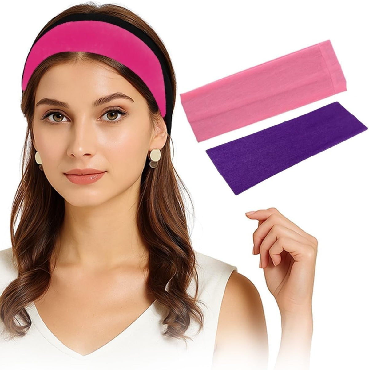 Pair of 7AGAT cotton sport headbands made from 95% Egyptian cotton, ideal for workout, running, and daily wear.