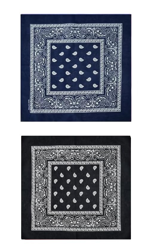 Set of 2 7AGAT unisex bandanas featuring soft head and neck scarves, face covers, wrist wraps, and handkerchiefs for daily use.