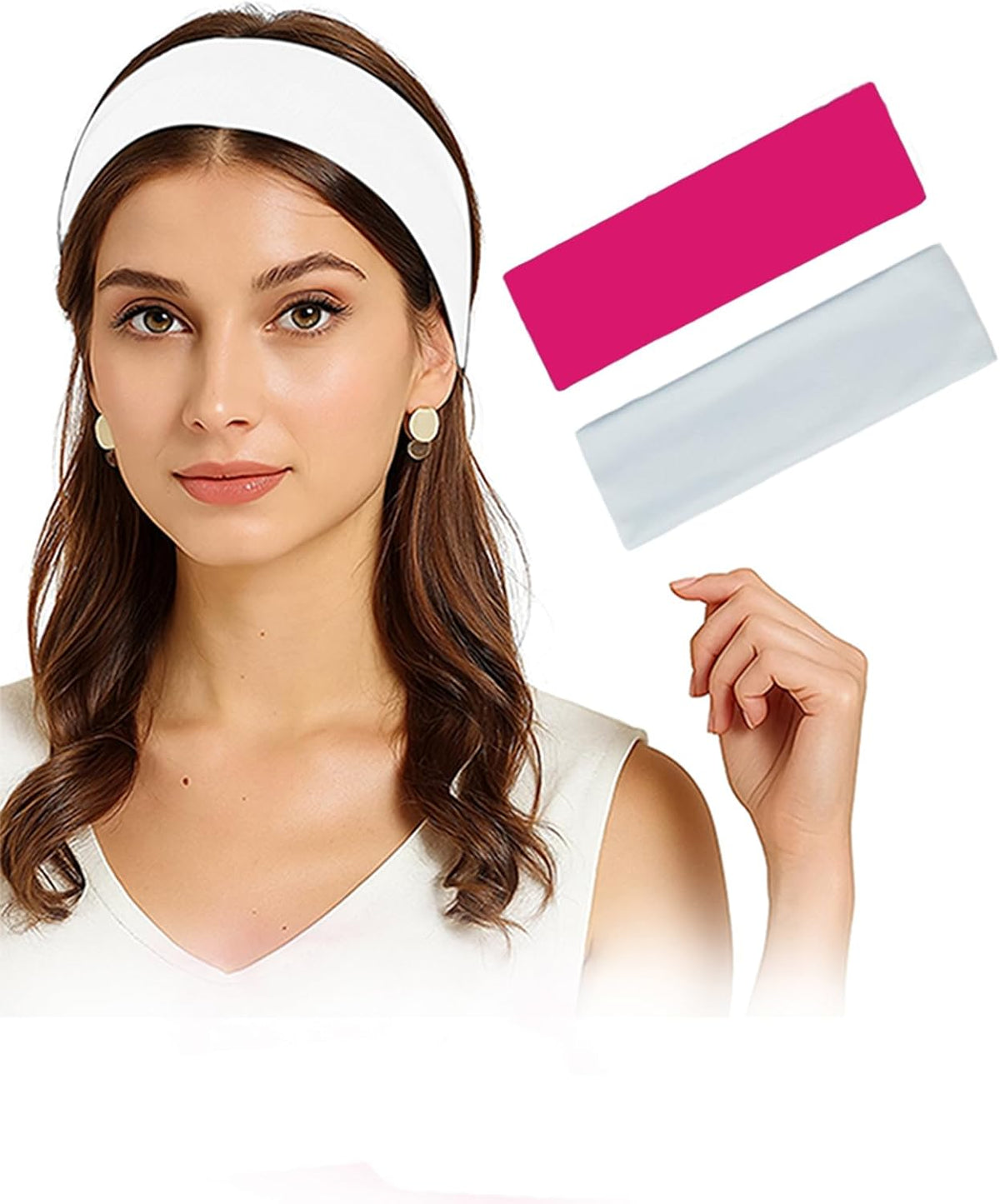 Two cotton sport headbands made from 95% Egyptian cotton, unisex workout and running headbands for daily wear.