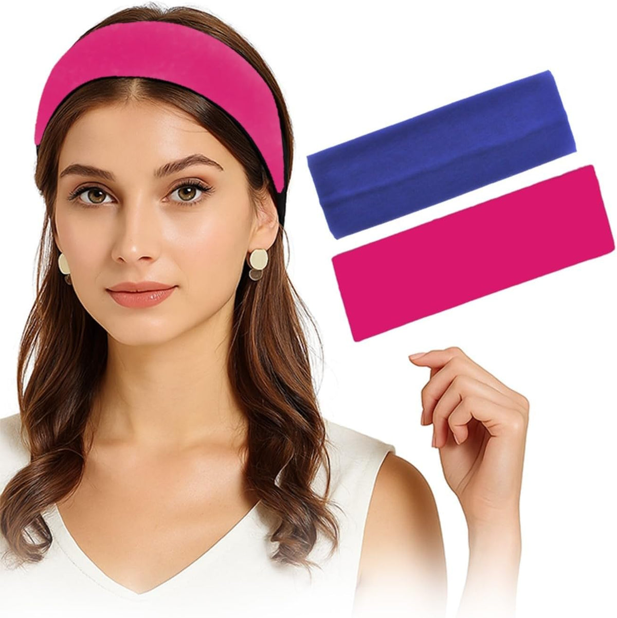 Pair of 7AGAT cotton sport headbands made from 95% Egyptian cotton, unisex workout and running headbands for daily wear.