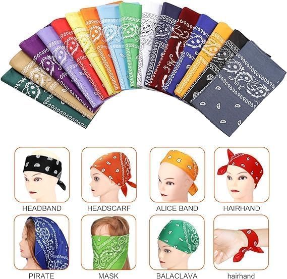 7AGAT multicolor bandana, versatile head scarf and neck wrap, face cover, and handkerchief, unisex accessory.