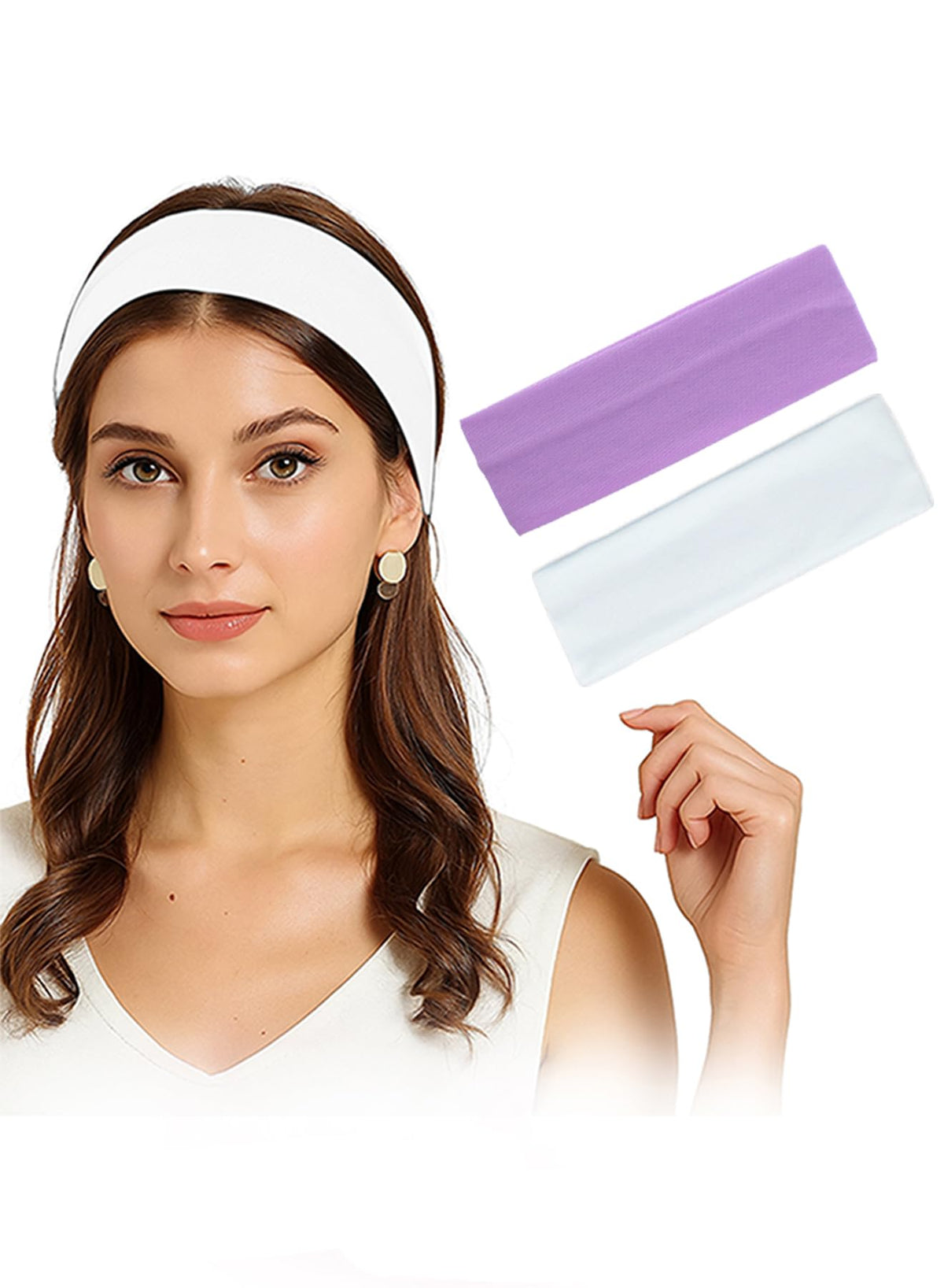 Pair of 7AGAT cotton sweatbands for sports and daily wear, unisex workout headbands made from 95% Egyptian cotton.