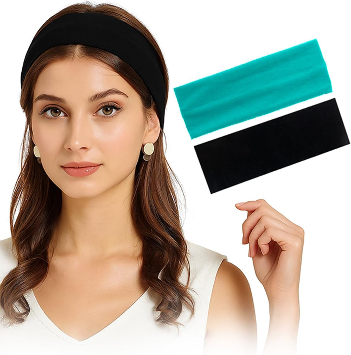 Pair of 7AGAT cotton sport headbands made from 95% Egyptian cotton, unisex workout and running headbands for daily wear.