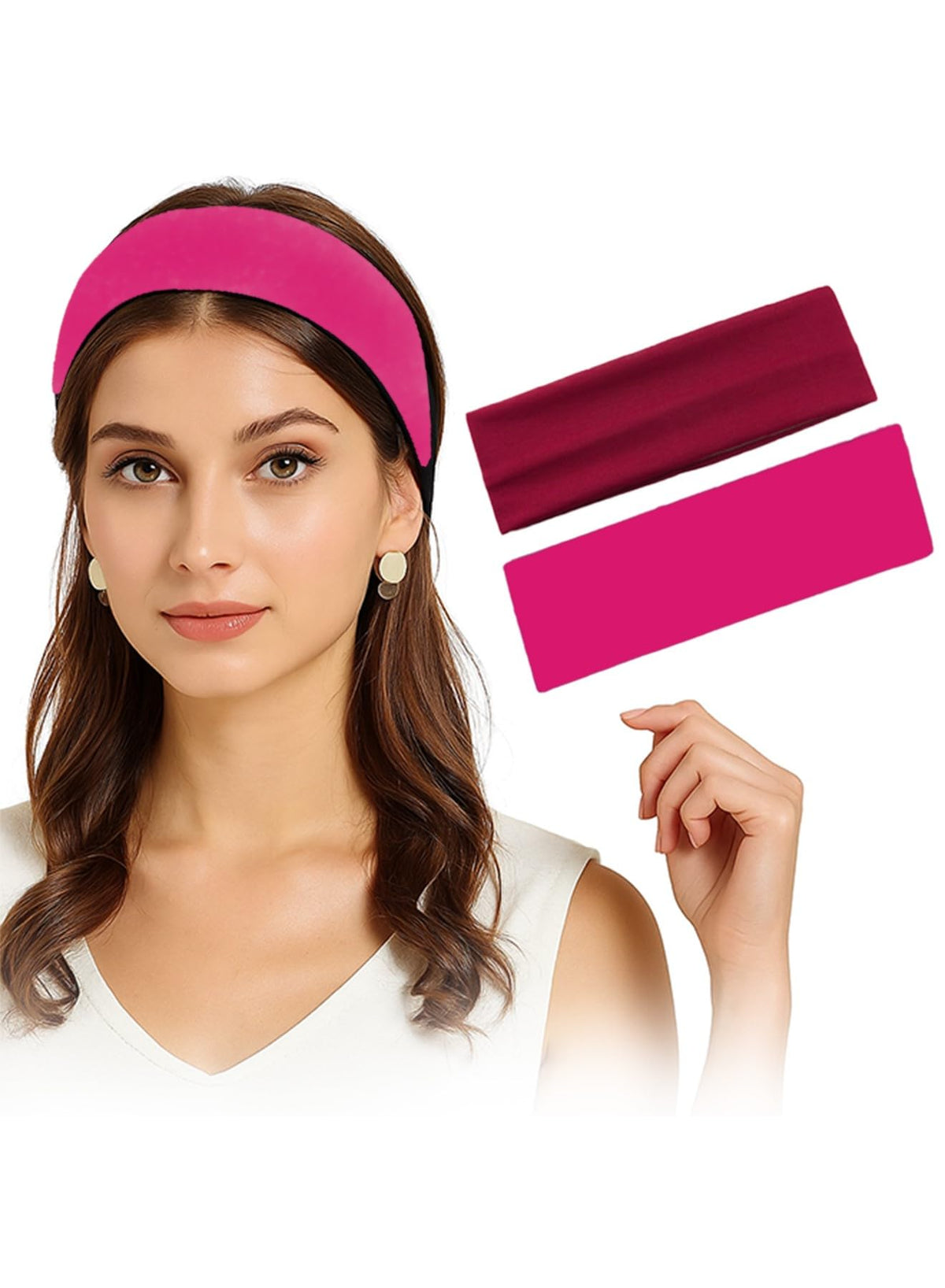 Pair of 7AGAT cotton sport headbands made of 95% Egyptian cotton, ideal for running, workout, and daily wear.