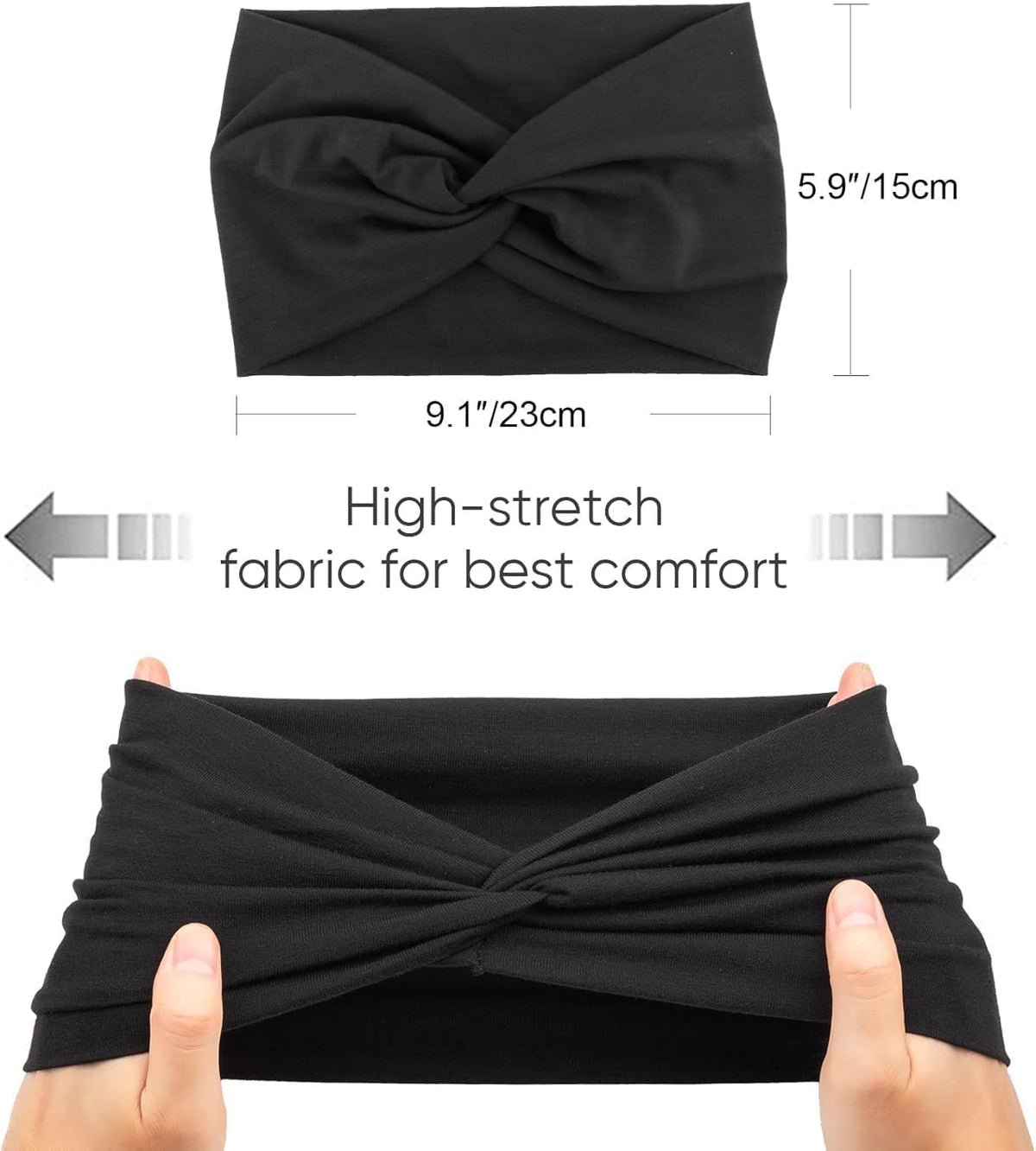Two knitted cotton headbands for women and girls, featuring cute knot designs and turban style in soft cotton fabric.