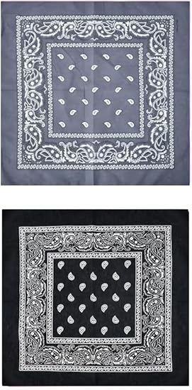 Set of two 7AGAT unisex bandanas with soft fabric, versatile head, neck, face covers, wrist wraps, and handkerchiefs for daily use.