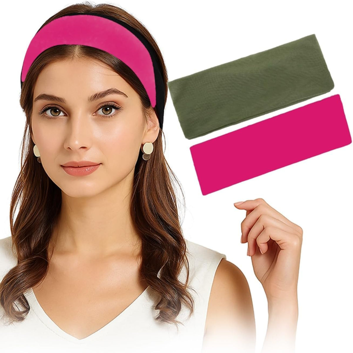 Pair of 7AGAT cotton sport headbands made from 95% Egyptian cotton, ideal for running, workout, and daily wear.