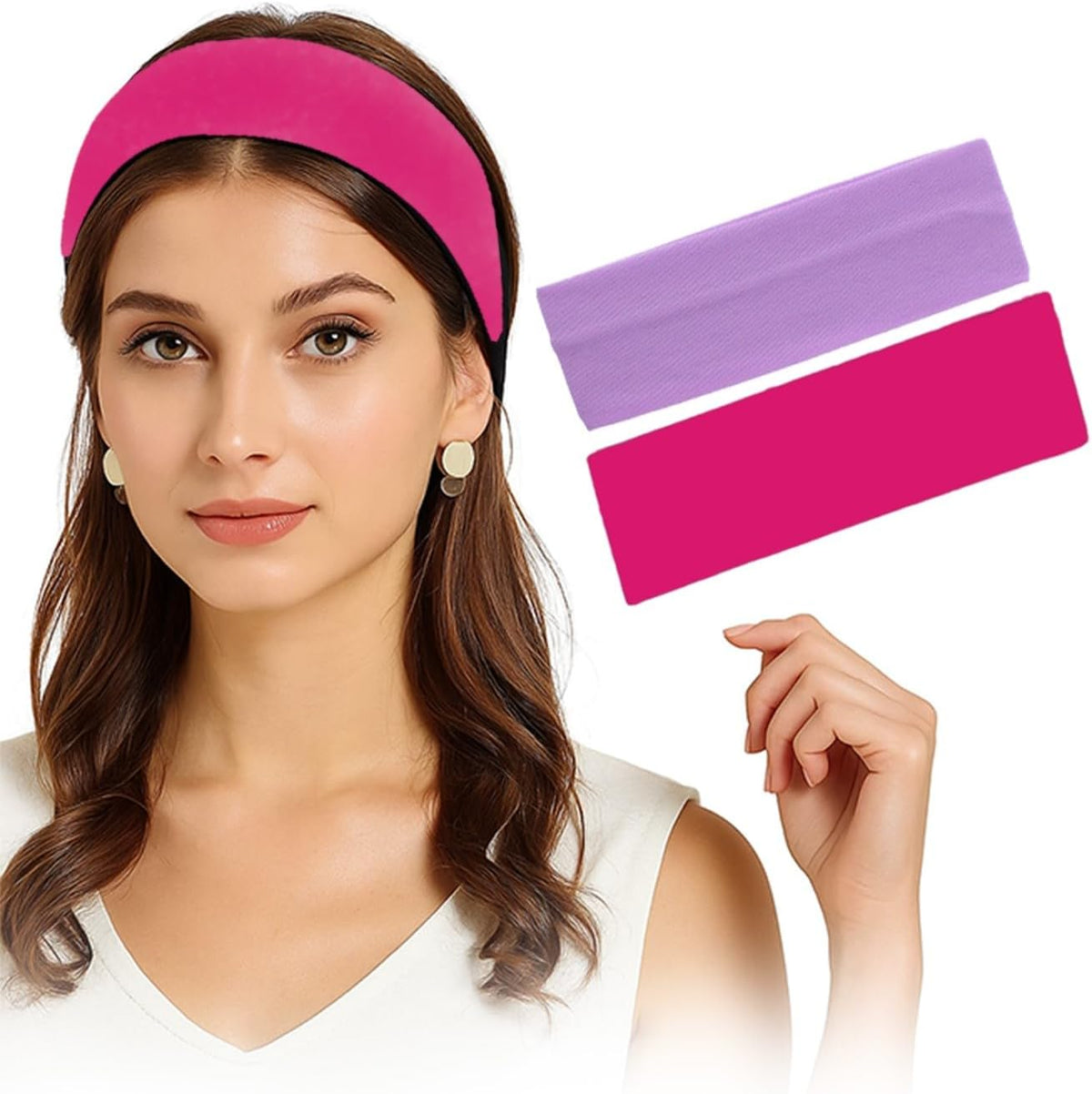 Two 7AGAT cotton sport headbands made from Egyptian cotton, unisex workout and running headbands for daily wear.