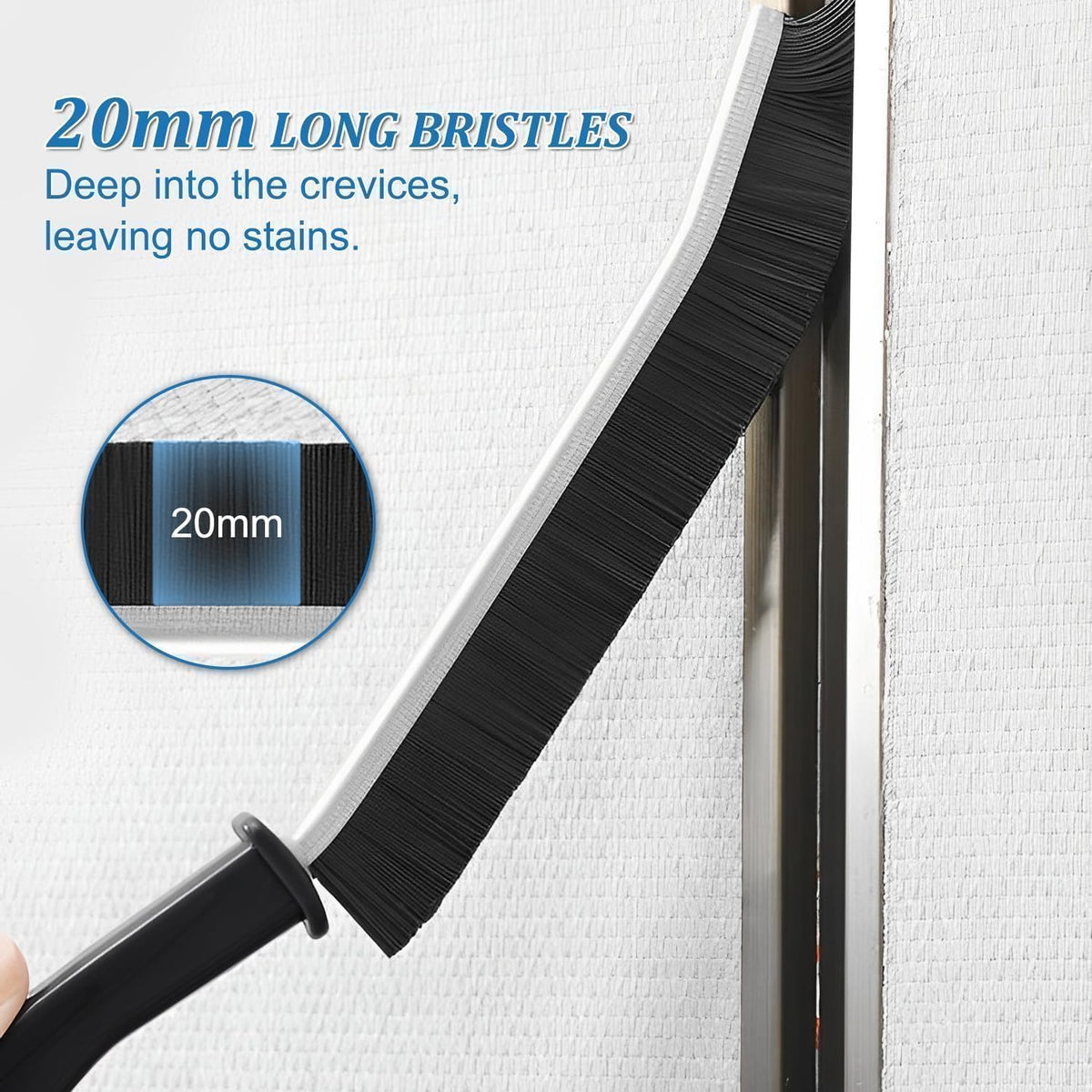 7AGAT crevice cleaning brush with curved head and long handle for bathroom and cleaning tasks.