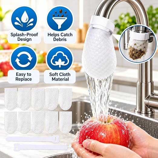 Faucet Filter Bags 10 Pack with Adjustable Strap, 5x10 cm